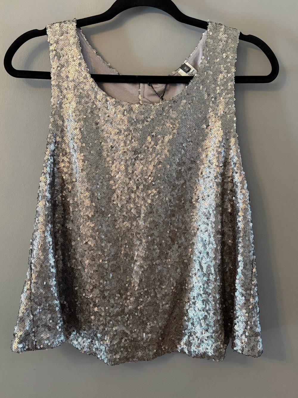 BKE Boutique Silver Sequin Sleeveless Camisole Tank
